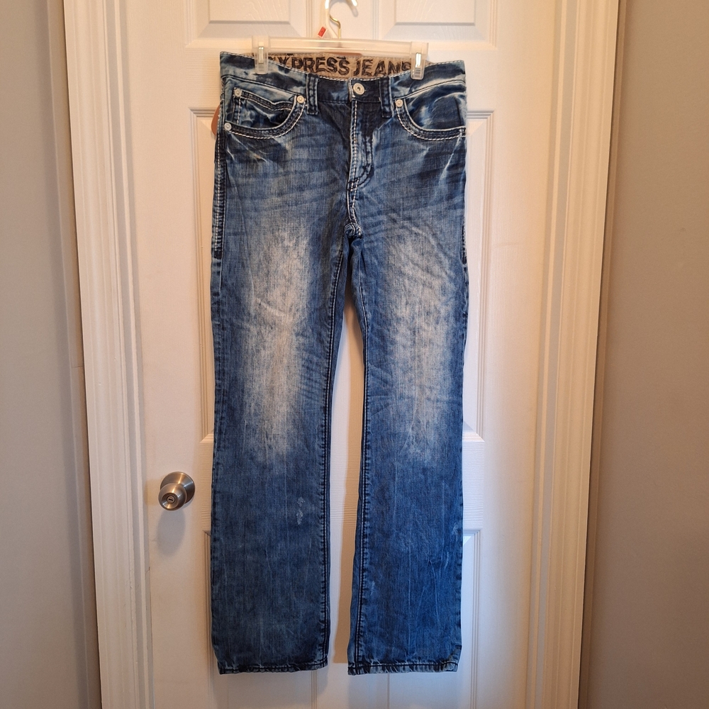 Express Men's Relaxed Fit Faded Blue Jeans